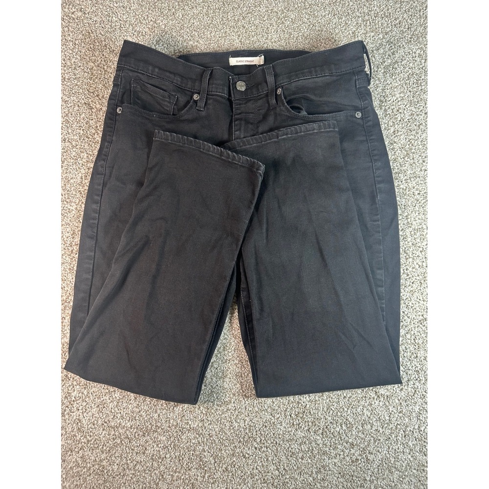 Levis Classic Straight Jeans Black Denim Womens Size 12S W31 L28 39250-0001